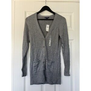Gap Cardigan Sweater Womens Small Grey Shawl Collar Button Up Pockets Preppy